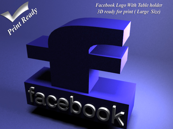 Facebook with holder - 3D print ready - Large size 3D Print 80003