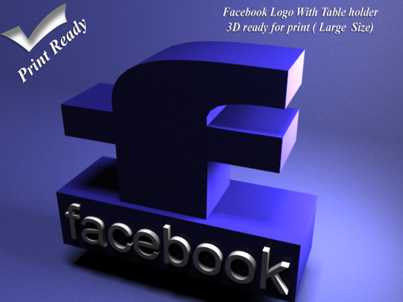Facebook with holder - 3D print ready - Large size