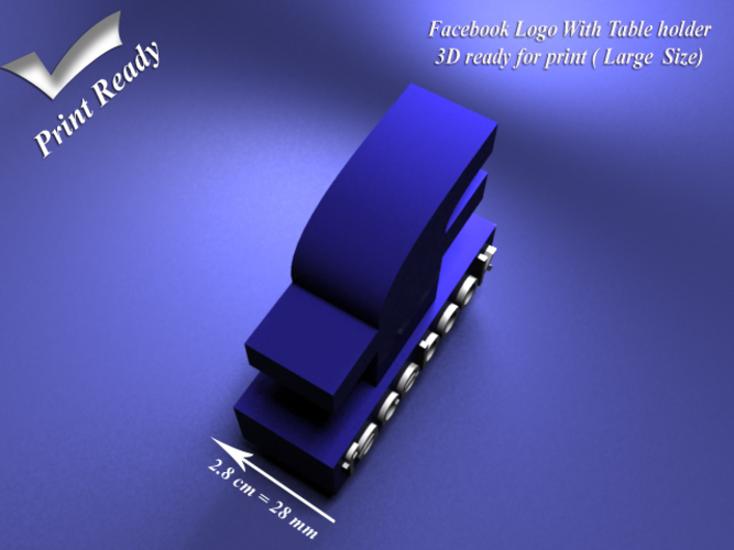 Facebook with holder - 3D print ready - Large size 3D Print 80004