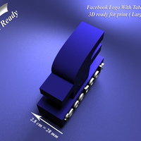 Facebook with holder - 3D print ready - Large size - Thumbnail 2