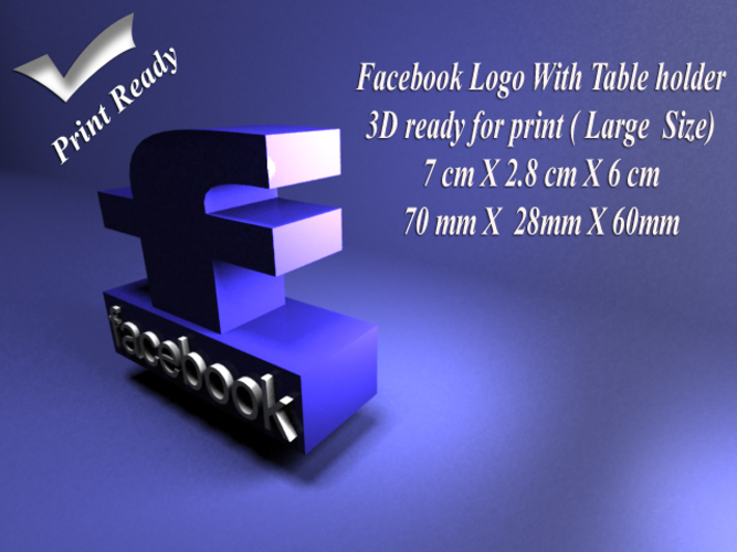 Facebook with holder - 3D print ready - Large size 3D Print 80005