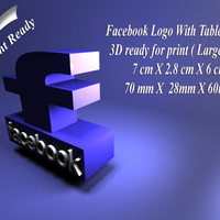 Facebook with holder - 3D print ready - Large size - Thumbnail 3