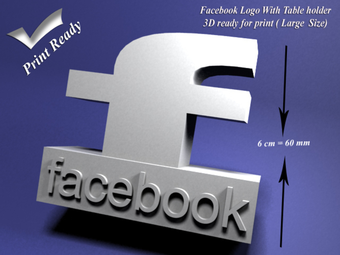 Facebook with holder - 3D print ready - Large size 3D Print 80006