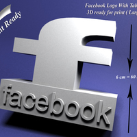 Facebook with holder - 3D print ready - Large size - Thumbnail 4