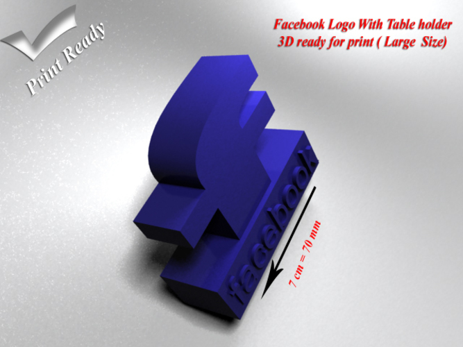Facebook with holder - 3D print ready - Large size 3D Print 80007
