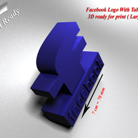 Facebook with holder - 3D print ready - Large size - Thumbnail 5