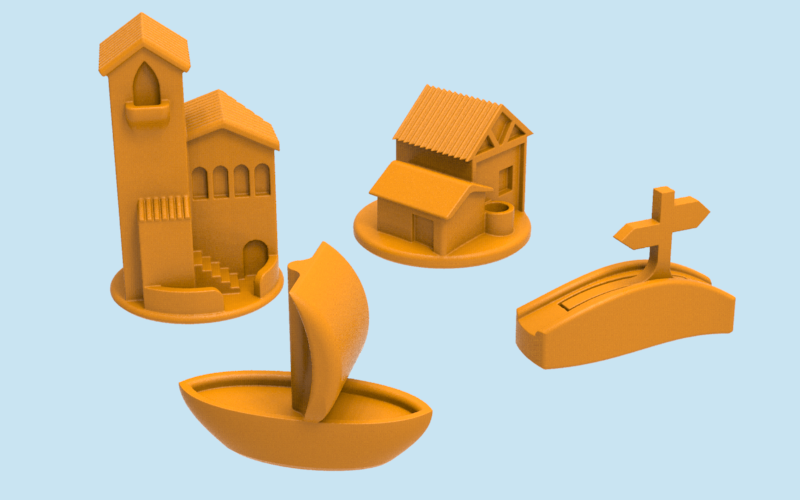 Catan pieces (Basic Set + Ship)