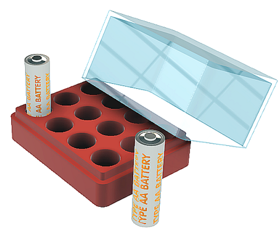 12 Pack AA Battery Organizer 3D Print 82275