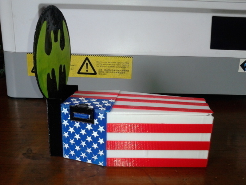 Superman logo out of  military coffin and batman containers
