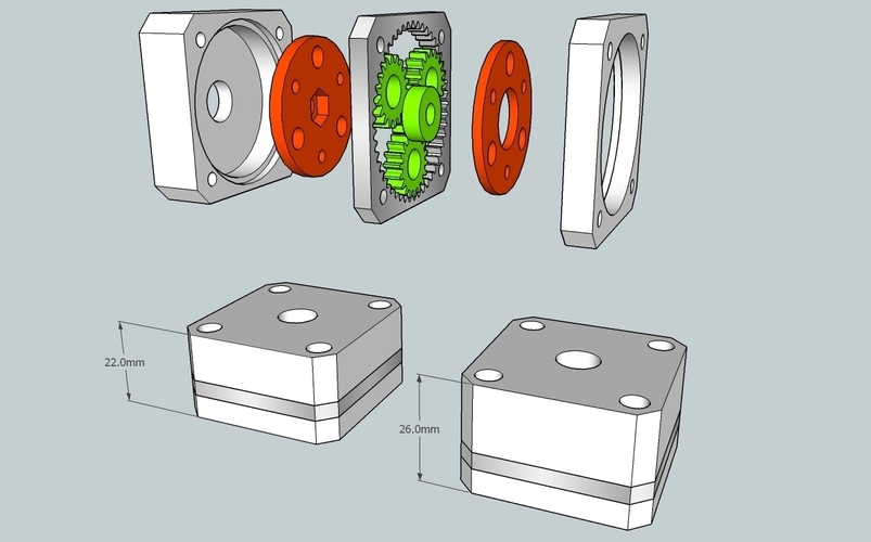 Planetary Gearbox V1 for Nema17 Stepper motor 3D Print 83606