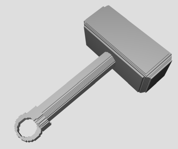 Medium Thor's Hammer Keychain 3D Printing 83861