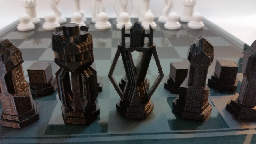 Chess Set - Round vs Blocky 3D Print 85050