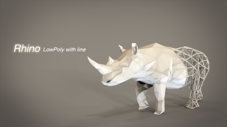 Rhino_LowPoly+Line 3D Print 85238