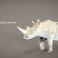 Small Rhino_LowPoly+Line 3D Printing 85238