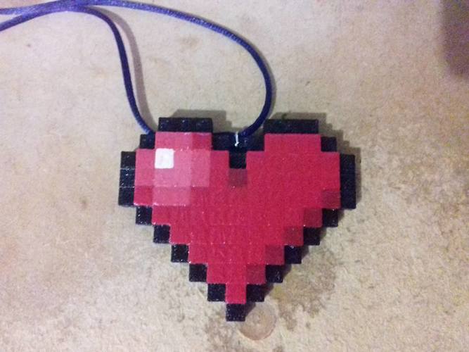 pixel heart medal 3D Print 85374