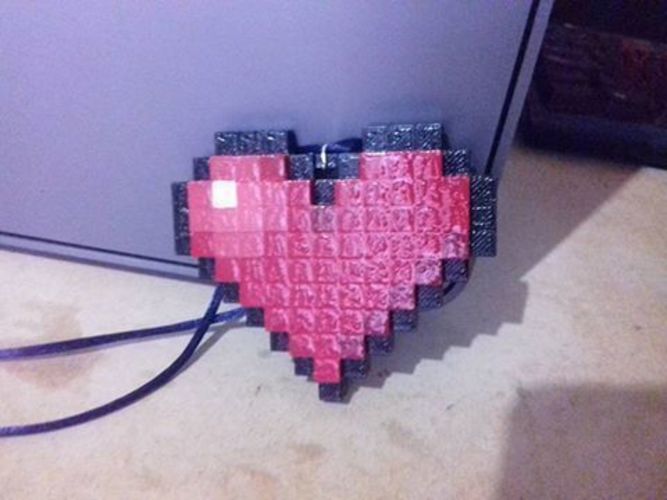 pixel heart medal 3D Print 85375