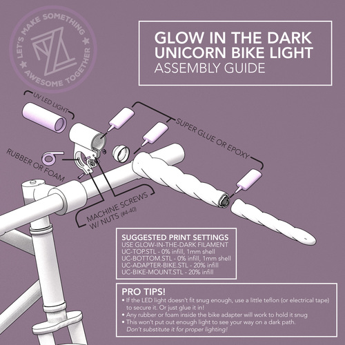 Glowing Unicorn Bike Light 3D Print 85895