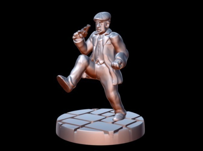 Peaky Blinder w/revolver/stomping (15mm scale) 3D Print 86212