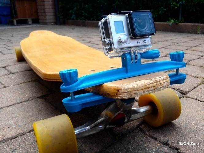 Longboard clamp for GoPro camera