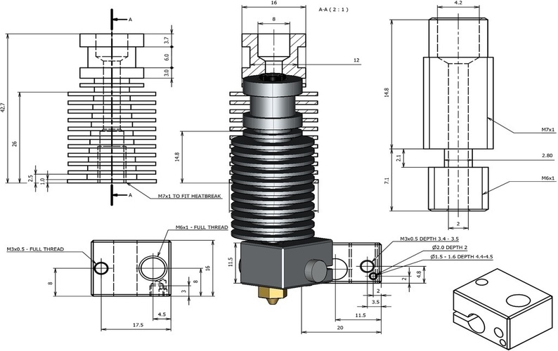 3d Printed d V6 1 75 Mm Universal Hotend By Neo Usagi Pinshape