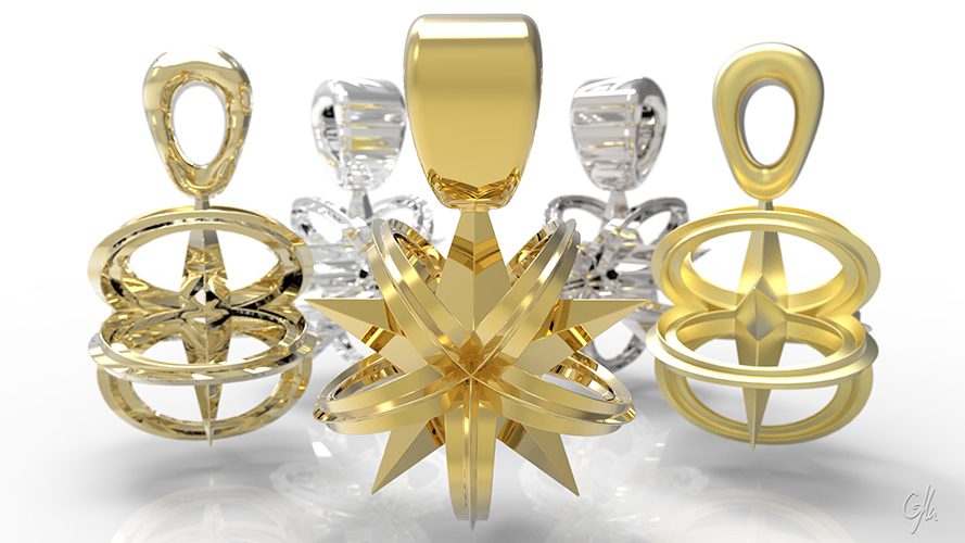 Star Christmas Necklace Pendant 3D Print 8960