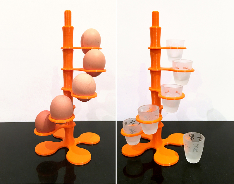 Spiral egg/shot-glass stand 