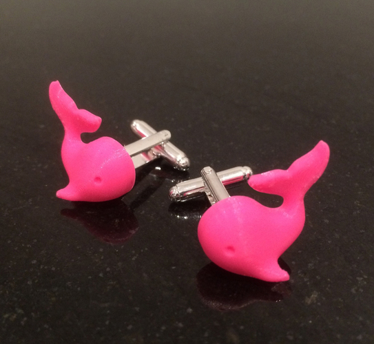 'Pinksie the Whale' Cufflinks 3D Print 89737