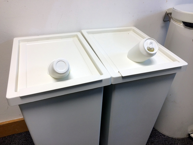 Recycle bin icon sculptures