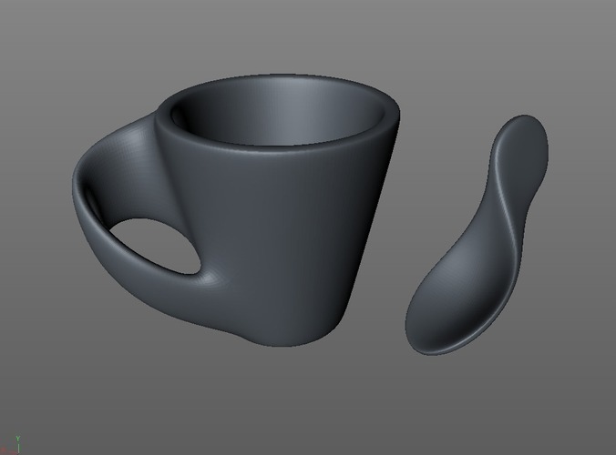 Espresso cup and sugar spoon 3D Print 89817