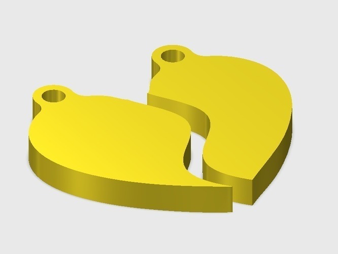 Split Heart Necklace Pendant 3D Print 90236