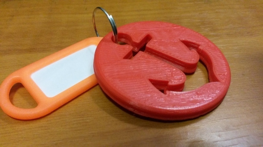 Anchor in Circle Keychain 3D Print 90261