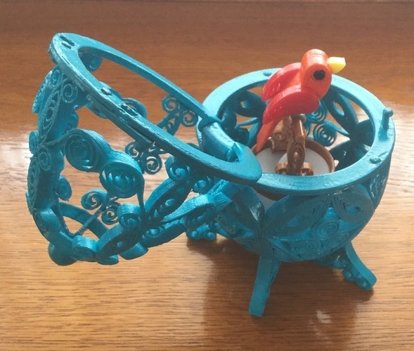 Bird in Cage ( Quilling style ) 3D Print 90346