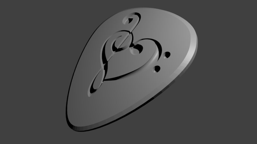 Guitar Pick - Heart Shaped Music Keys 3D Print 92187