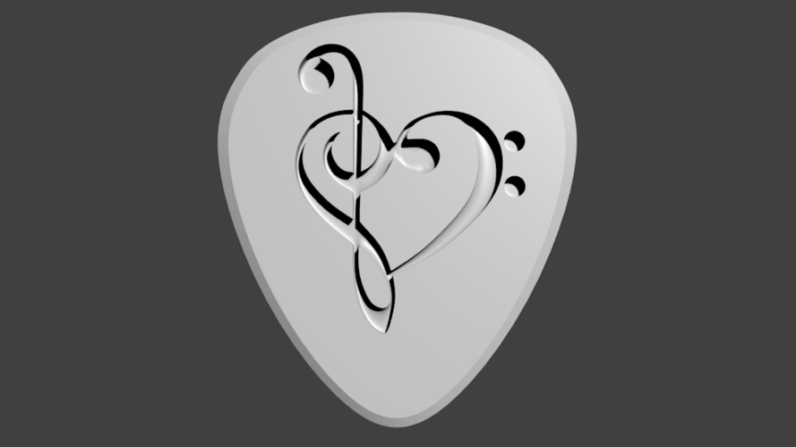 Guitar Pick - Heart Shaped Music Keys 3D Print 92188