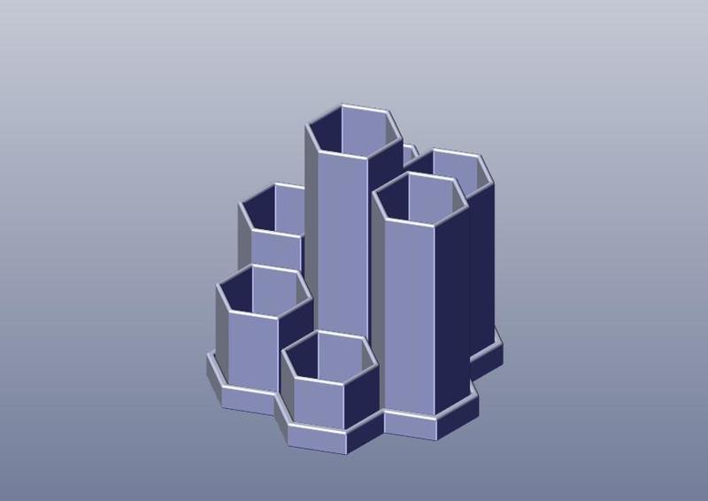 Hexagonal Pencil Pots in Tray