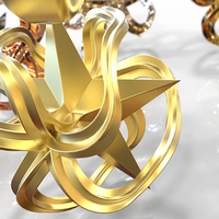 Wavy Pointed Stars Christmas Necklace Pendant  - Thumbnail 6