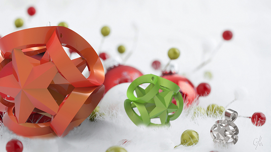 Ribboned Stars Christmas Tree Ornament (Large)   3D Print 9351