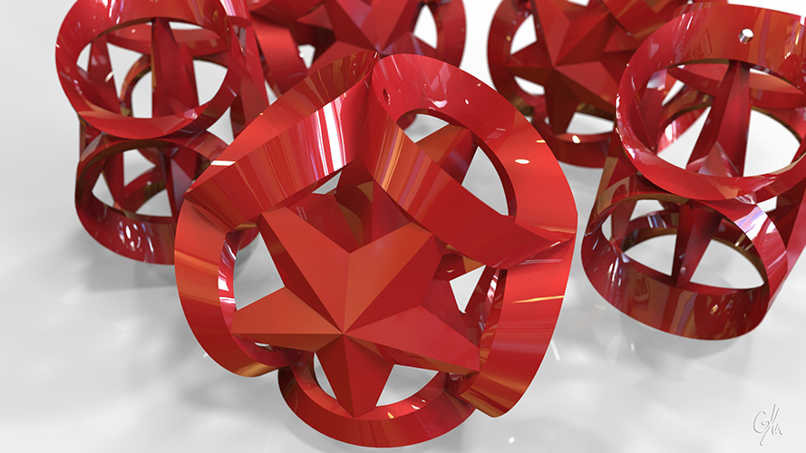 Ribboned Stars Christmas Tree Ornament (Large)   3D Print 9353