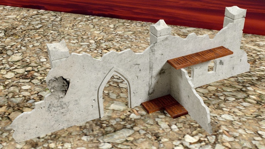 Straight Ruin wargame terrian 3D Print 93536