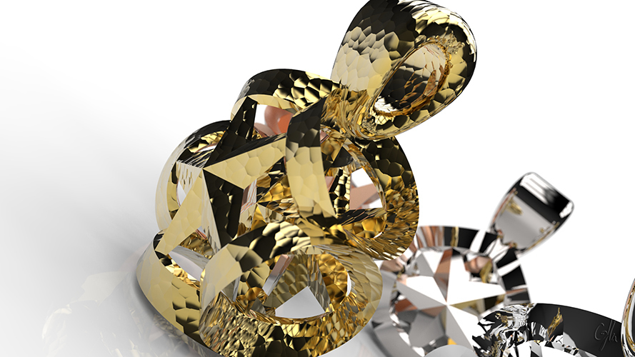 Ribboned Stars Christmas Necklace Pendant 