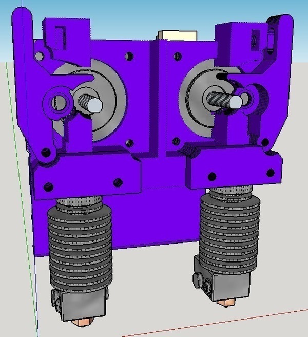Dual Direct Drive all in one for E3D V6.  Reprap Prusa i3 rework