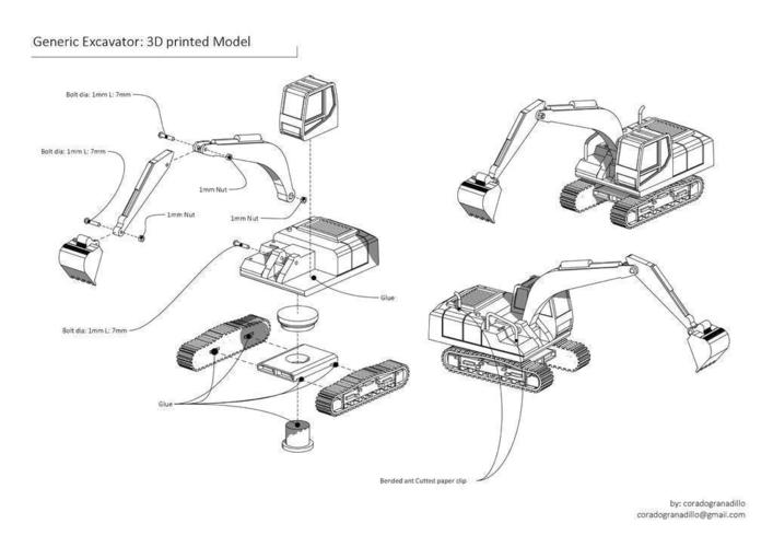 Easy to print Excavator Model Kit 3D Print 94902