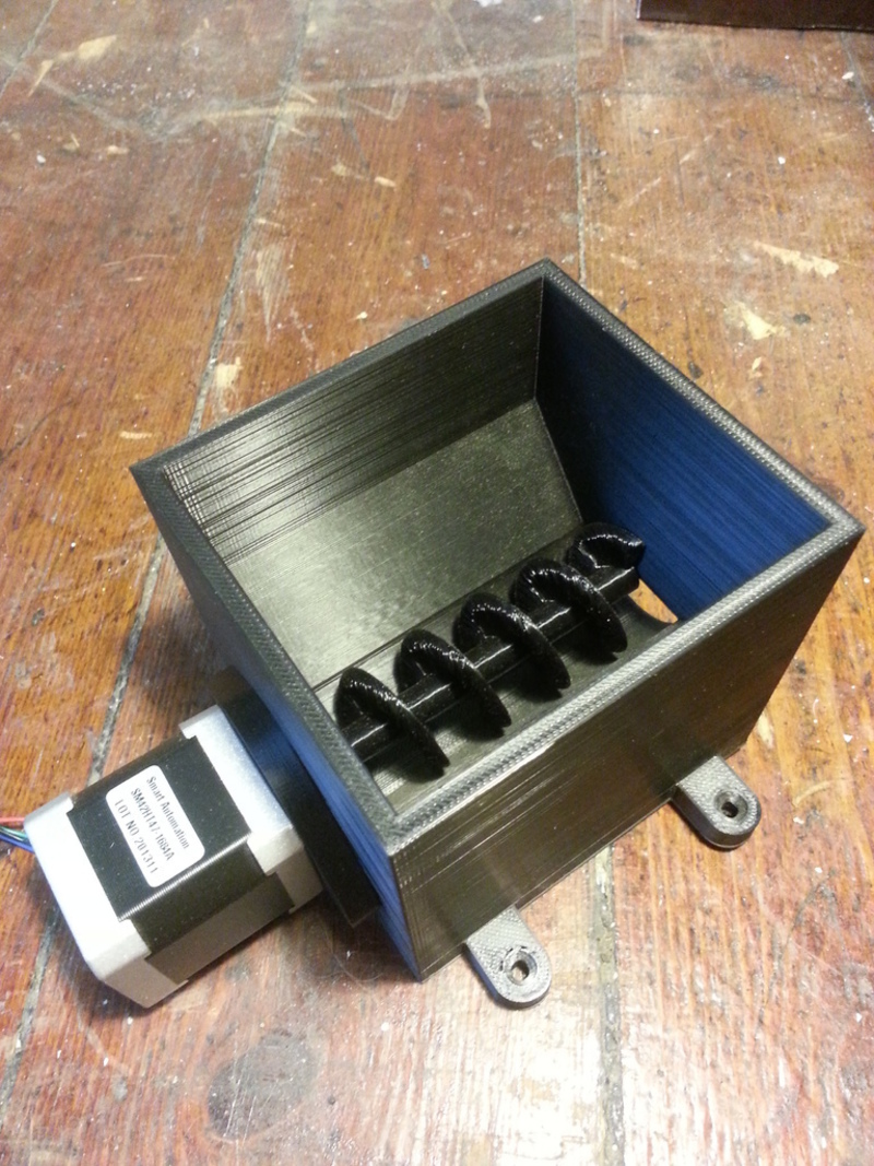 Auger-based feeder for animals, fish etc using Nema 17 stepper m