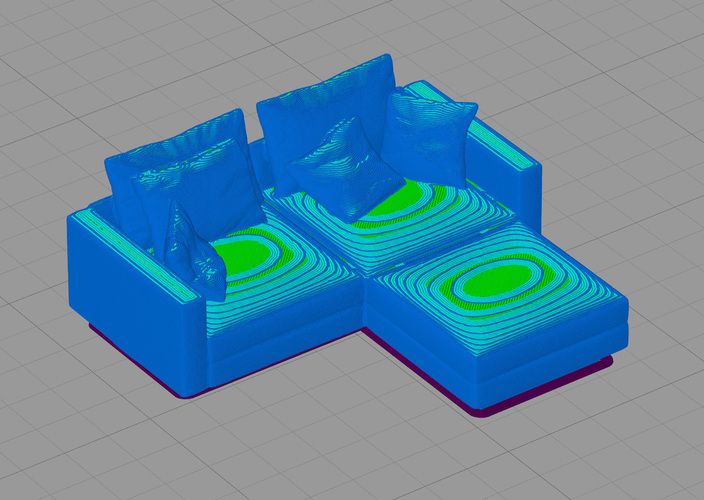 Easy to print L Shaped Couch Sofa 3D Print 95447