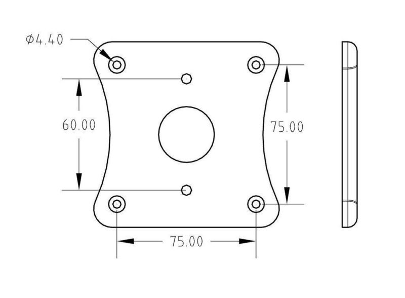 Adapter for Yamaha Mixer to VESA 75 Monitor Mount