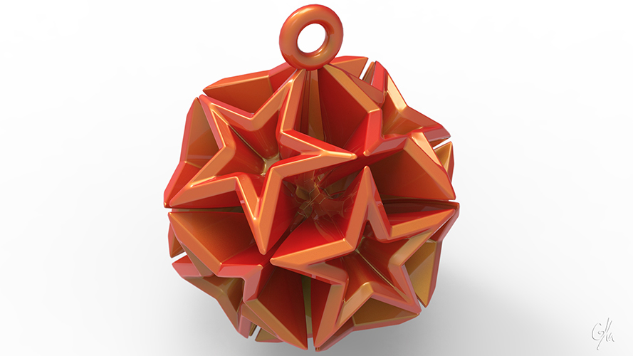 Geometric Stars Christmas Tree Ornament (Small)   3D Print 9672