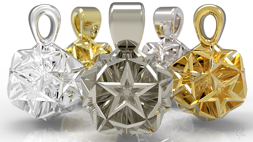 Circle of Stars Christmas Necklace Pendant 