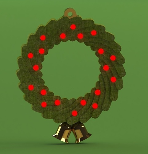 Christmas Wreath Ornament 5mm LED 3D Print 96972