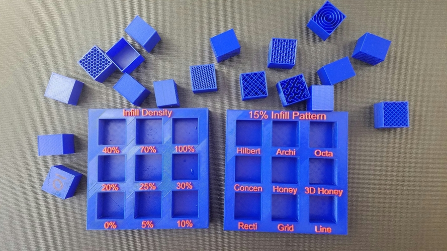 Display Tray for Infill Pattern and Infill Density