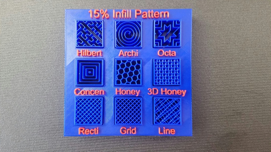 Display Tray for Infill Pattern and Infill Density 3D Print 98143